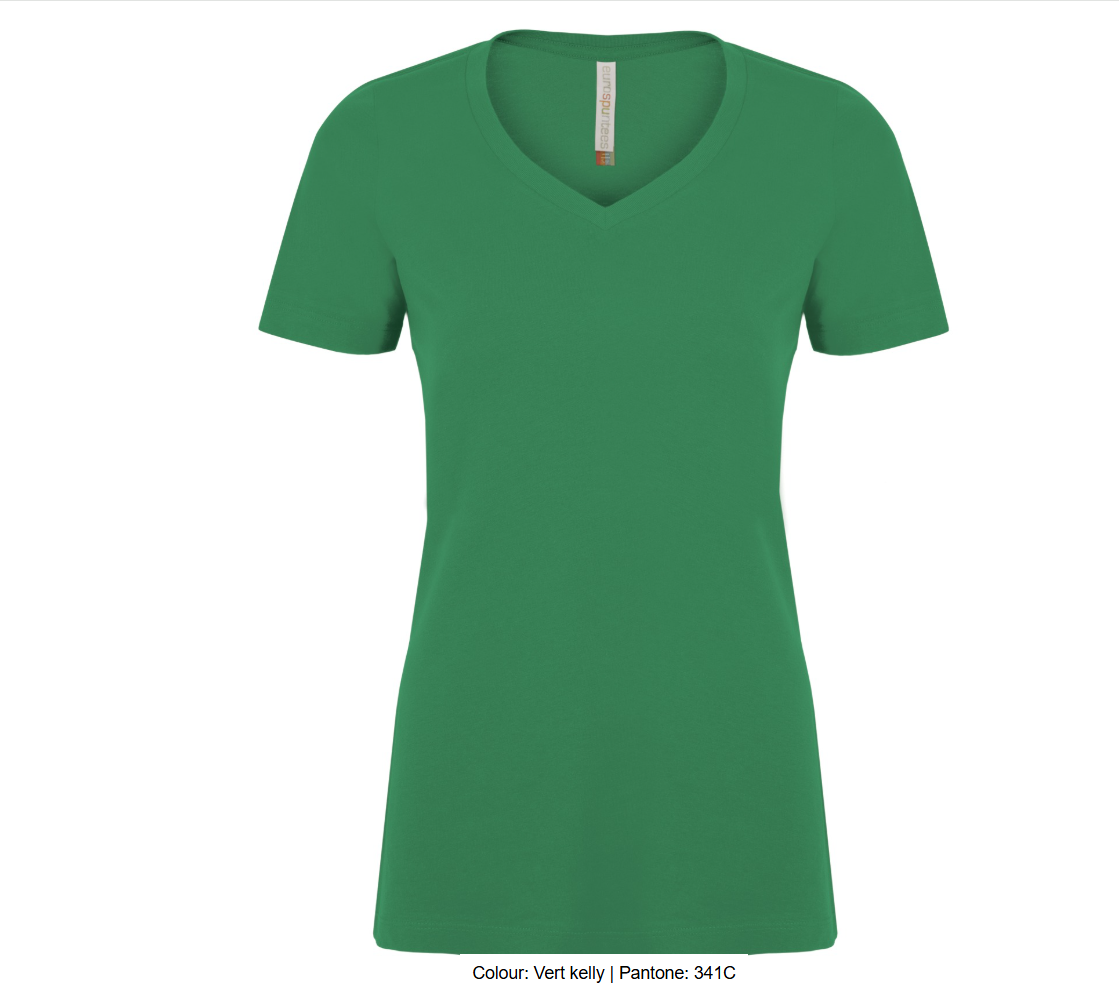 ATCMC EUROSPUNMD T-SHIRT FILÉ COL EN V POUR FEMMES. ATC8001L